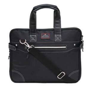 Swiss Military Premium Polyester Laptop Bag for Men, Women |Laptop Messenger Bag, Office Bag, Sling Bag with Quick Access Pockets, Adjustable Shoulder Strap| Fits up to 15.6″ Laptop, Black, 12L,1