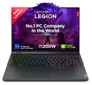 Lenovo Legion Pro 5 Intel Core i9-14900HX 16″ (40.64cm) WQXGA IPS 500Nits 240Hz Gaming Laptop (32GB/1TB SSD/Win 11/Office 2021/NVIDIA RTX 4070 8GB/100% DCI-P3/3 Month Game Pass/Grey/2.5Kg), 83DF003PIN