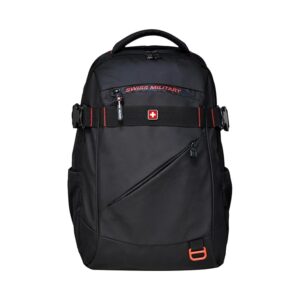 SWISS MILITARY 30L Unisex Laptop Travel Backpack for 15.6-Inch Laptops – with Luggage Strap, Detachable Key Ring, Anti-Theft Pocket, Expandable Bottle Pocket for Office and College Use