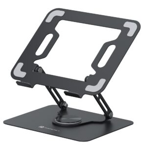 Portronics My Buddy K9 – Portable Laptop Stand – Adjustable Elevation Levels – Ventilated Anti-Slip Design – 360-degree Rotating Base(Black)
