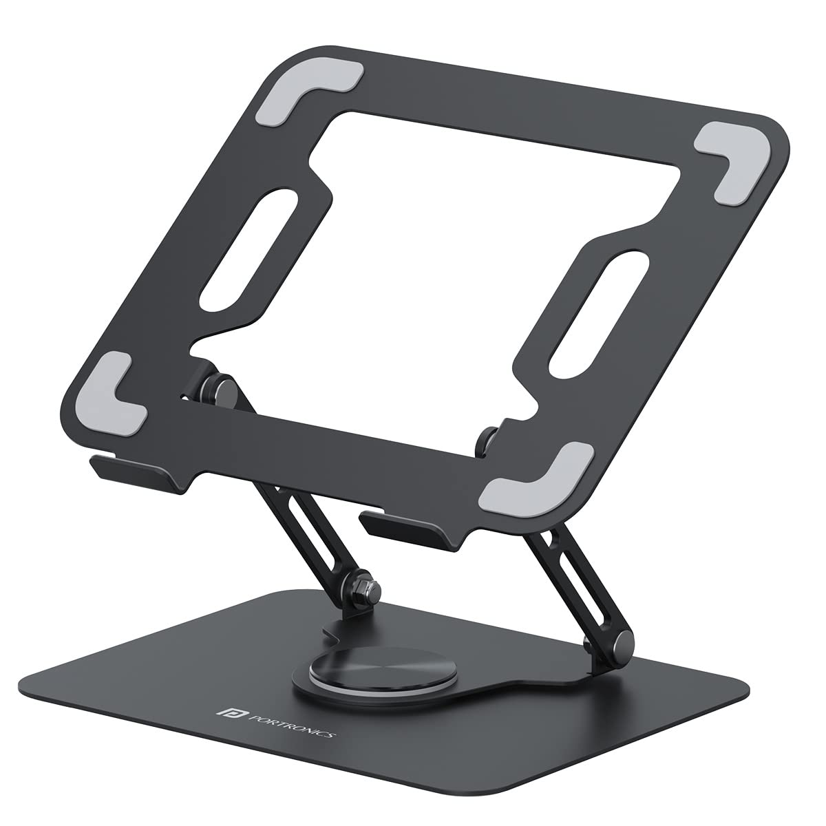 Portronics My Buddy K9 – Portable Laptop Stand – Adjustable Elevation Levels – Ventilated Anti-Slip Design – 360-degree Rotating Base(Black)