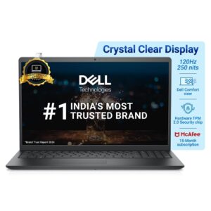 Dell 15 Thin & Light Laptop, Intel Core i5-1235U Processor/16GB DDR4 + 512GB SSD/Intel UHD Graphics/15.6″ (39.62cm) FHD Display/Win 11 + MSO’21/15 Month McAfee/Carbon Black/Spill Resistant KB/1.69kg
