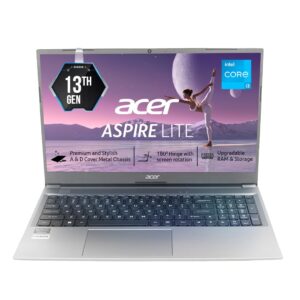 Acer Aspire Lite, Intel Core i3 13th Gen – 1305U, 16GB RAM, 512GB SSD, Full HD 15.6″/39.62 cm, Windows 11 Home, Steel Gray, 1.59 KG, AL15-53, Metal Body, 36 WHR, Thin and Light Premium Laptop
