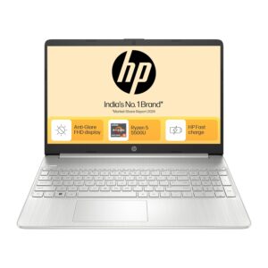 HP 15S AMD Ryzen 5000 (16GB Ram/512GB SSD/Fhd/Windows 11/Ms Office 21/Backlit Keyboard/ 15.6″ (39.6 Cm)/Silver/2.21 Kg) Eq2305Au/Eq2182Au Laptop