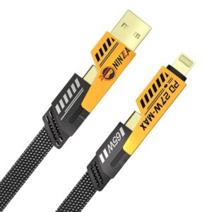 QuadCharge 4-in-1 Fast Charging Cable | USB to Type-C, USB-A to C, C to C & Cable for iPhone | 60W PD Data Cable C Type, Braided Nylon Zinc-Alloy | 1.2m Multi Device Charger