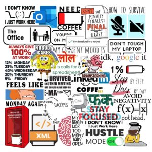Corporate Office Stickers | Waterproof Vinyl Self-Adhesive Stickers for Laptop, Journal, Scrapbook, Diary, Guitar & Mobile Phone | Residue-Free, Durable 5.1×7.6×5.1 cm (Pack of 60)