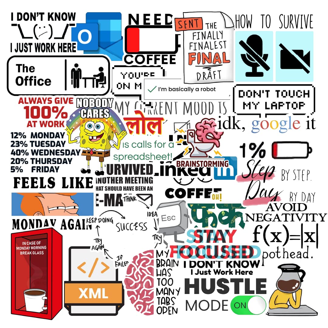 Corporate Office Stickers | Waterproof Vinyl Self-Adhesive Stickers for Laptop, Journal, Scrapbook, Diary, Guitar & Mobile Phone | Residue-Free, Durable 5.1×7.6×5.1 cm (Pack of 60)