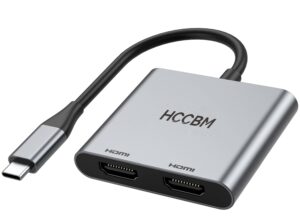 USB C to Dual HDMI Adapter, Dual Monitors Adapter USB C Hub with 2 HDMI Docking Station 4K @60hz for Laptop HP Dell Surface Thinkpad…