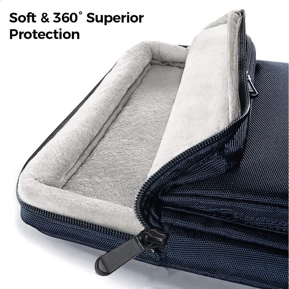 MOCA Laptop Sleeve Bag Case 15.6 Inch, 360° Protective Padding, Water-Resistant Exterior, Slim Carry Case with Handle, Front Accessory Pockets for Laptop, Tablet & Travel (Navy Blue)