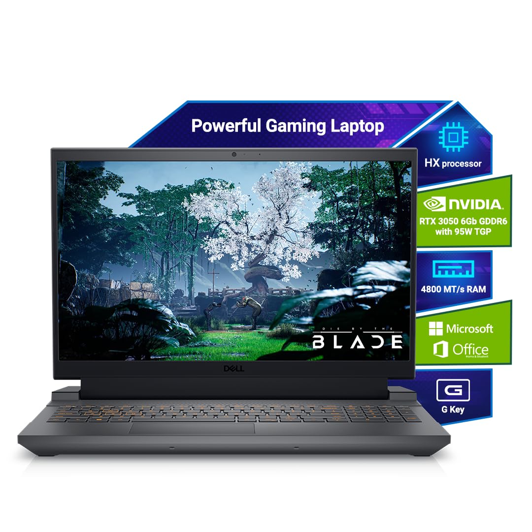 Dell G Series, 13th Gen Intel Core i5-13450HX, NVIDIA RTX 3050-6GB, 16GB DDR5, 512GB SSD, FHD, 15.6″/39.62cm, Windows 11, Microsoft Office Home 2024, 2.65KG, G15-5530, Backlit Keyboard, Gaming Laptop