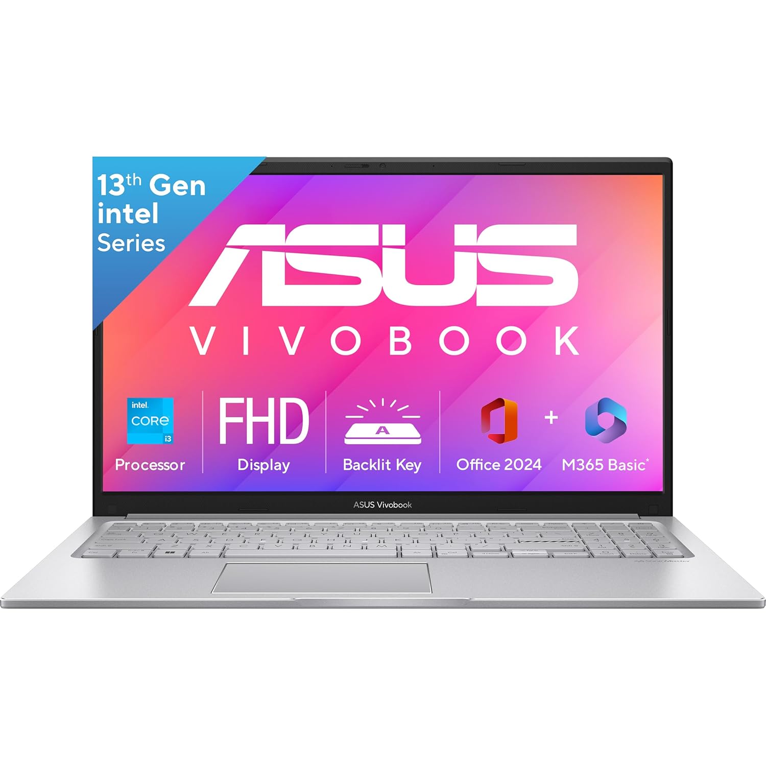 ASUS Vivobook 15, 13th Gen, Intel Core i3-1315U, 8 GB RAM, 512GB SSD, FHD, Anti-Glare, 15.6″, 39.6 cm, Windows 11 Home, M365 Basic(1yr)* Office24, Cool Silver, 1.70 kg, X1504VA-BQ321WS, Laptop