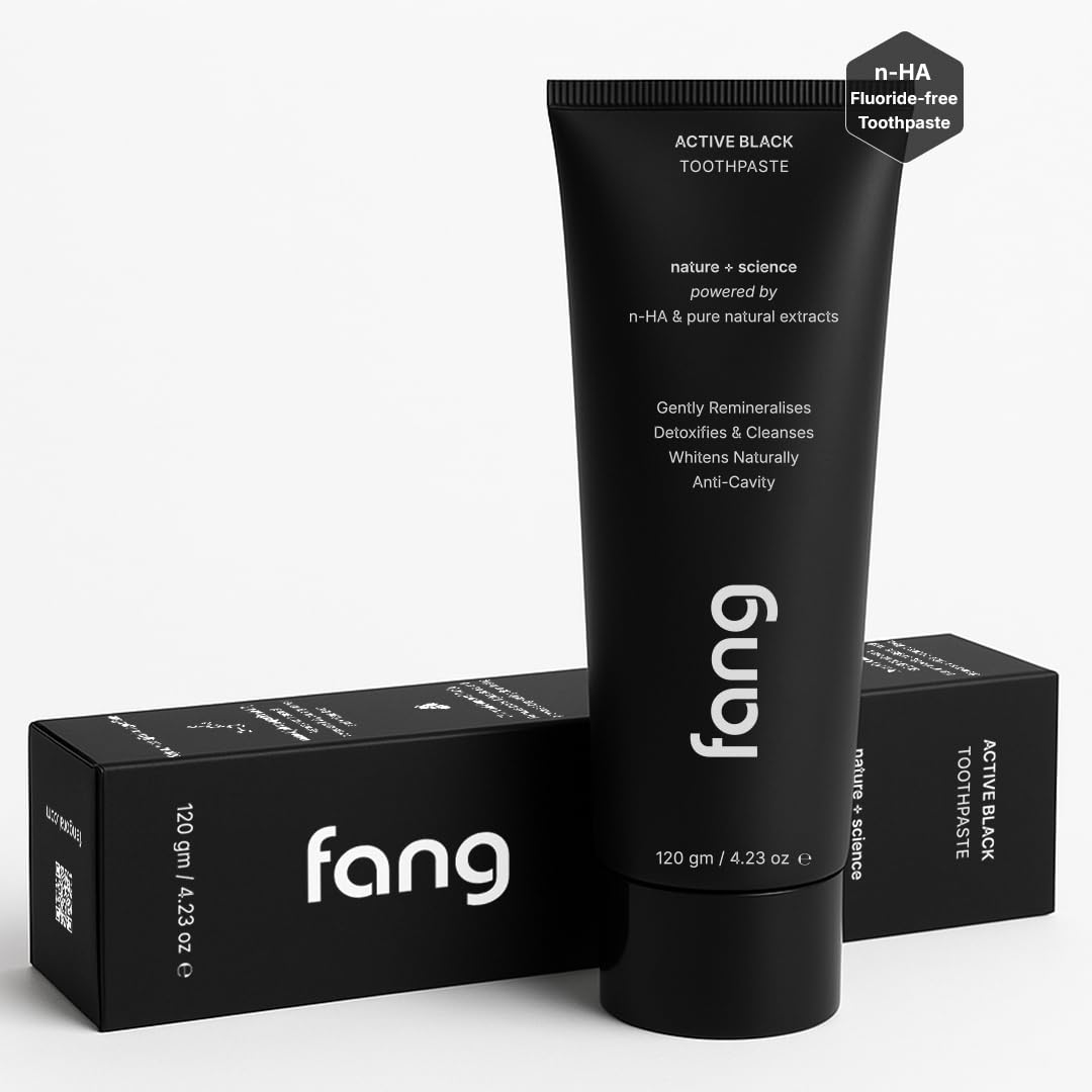Fang Natural Toothpaste|Teeth Whitening|Heals Sensitive Teeth|Fights Cavities, Gum Diseases & Bad Breath|SLS & Chemical Free |Organic, Vegan (Pack of 1, Activated Charcoal)