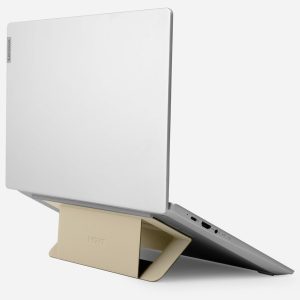 MOFT Laptop Stand for Desk, Adhesive Airflow Laptop Cooling Stand for Heat Dissipation with 2 Adjustable Viewing Angles,Foldable & Portable Computer Stand Compatible with Laptops 11″-16″,Earthen Beige