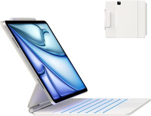 typecase Edge for iPad Air 13 (M4/M3/M2, 2026/2025/2024) & Pro 12.9 (6th/5th/4th/3rd) with 11-Color Backlit, Precision Trackpad, Magic Floating Keyboard (NOT FIT to Pro 13 (M5/M4) -White’26