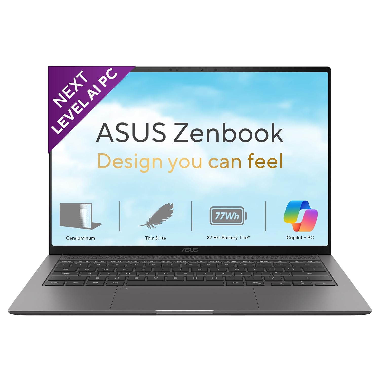 ASUS Zenbook S14 (2026),Intel Core Ultra 9 386H,Intel iGPU,32GB RAM,1TB SSD,3K OLED,Touchscreen,14″(35.5 cm),Windows 11,M365 Basic(1Y),Office 2024,Antrim Gray,1.2 Kg,UX5406AA-SU188WS,Copilot+ PC