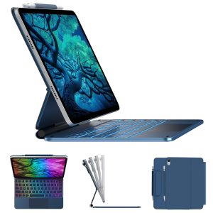 typecase Edge for iPad A16 (11th Gen) & iPad 10th Gen with 11-Color Backlit & Gesture Touchpad, Magic Style Floating Cantilever Magnetic Keyboard (NOT FIT to Air 11/5th/4th/Pro 11) – Pacific Blue’26
