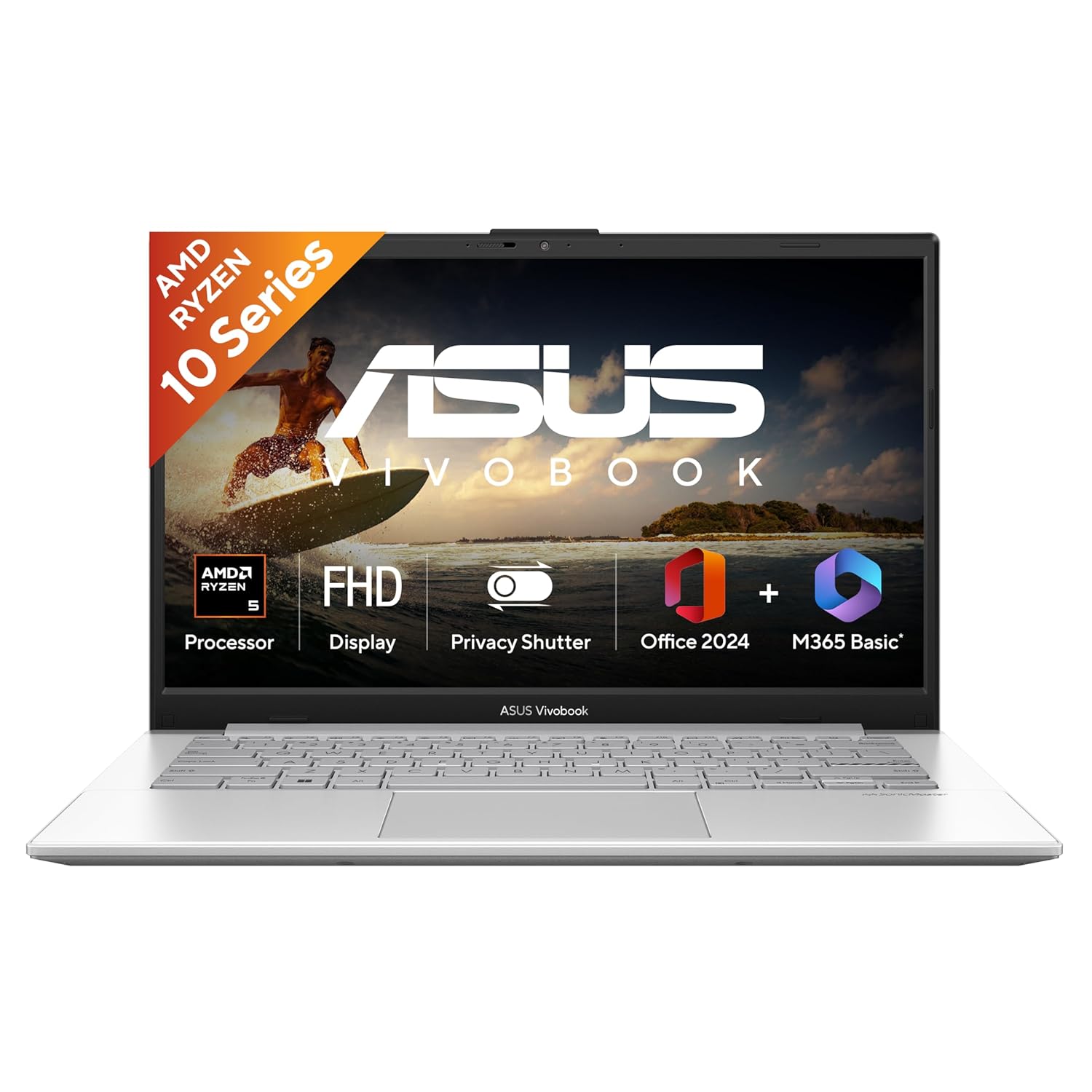 ASUS Vivobook Go 14 (2026),AMD Ryzen 5 40,AMD Radeon iGPU,8GB RAM,512GB SSD,FHD, 14″(35.5 cm),Windows 11 Home,M365 Basic(1 Year)* Office 2024,Cool Silver, 1.38 Kg, E1404FA-EB1225WS,Thin & Light Laptop