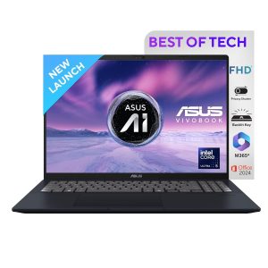 ASUS Vivobook 16,Intel Core Ultra 5 (Series 2),Thin & Light(Intel iGPU/16GB RAM/512GB SSD/FHD+/16″/60Hz/Backlit Keyboard/Windows 11/M365 Basic (1Year)*/Office Home 2024/Blue/1.88 kg) X1607CA-MB139WS