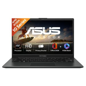 ASUS Vivobook Go 14 (2026),AMD Ryzen 5 40,AMD Radeon iGPU,8GB RAM,512GB SSD,FHD, 14″(35.5 cm),Windows 11 Home,M365 Basic(1 Year)* Office 2024,Mixed Black, 1.38 Kg, E1404FA-EB1415WS,Thin & Light Laptop