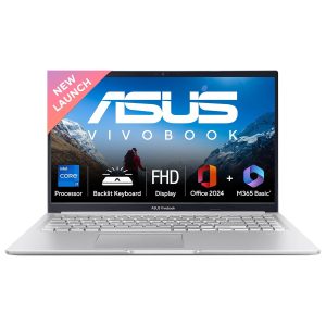 ASUS Vivobook 15, Intel Core i7 13th Gen 13620H, 16GB RAM, 1TB SSD, FHD 15.6″, Windows 11, Office Home 2024, Cool Silver, 1.7Kg, X1502VA-BQ1299WS, Intel UHD GPU, 42Whr, M365 Basic (1Year)* Laptop