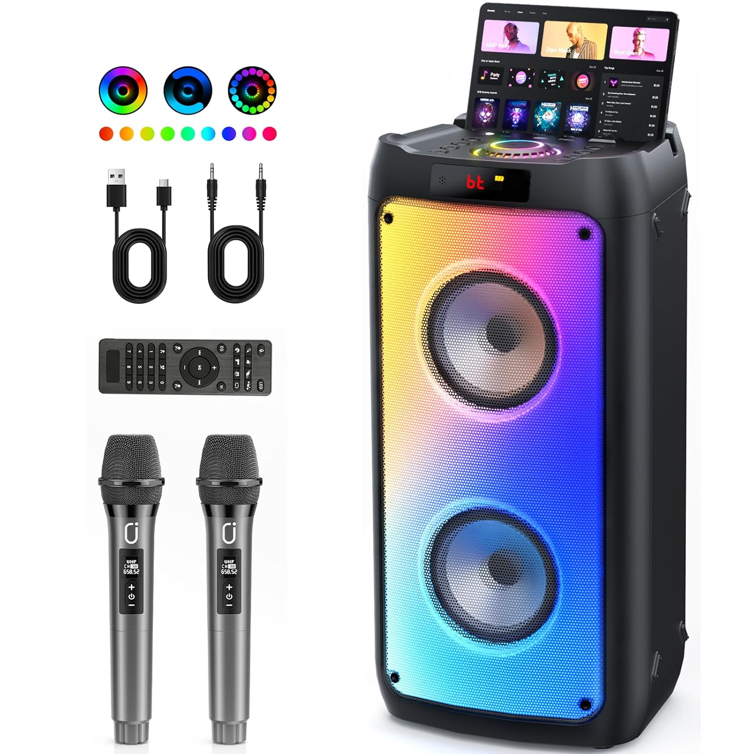 JYX Party DJ Speaker with Dual Mics (Black)