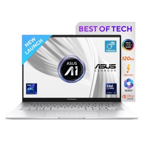 ASUS Zenbook 14,Intel Core Ultra 5 (Series 2), 16GB, 1TB, 3K OLED Touch Screen,14″,120Hz,Win 11,M365 Basic (1Y)*,Office 2024,Foggy Silver,1.28 kg UX3405CA-PZ345WS, Intel Arc iGPU, Thin & Light Laptop