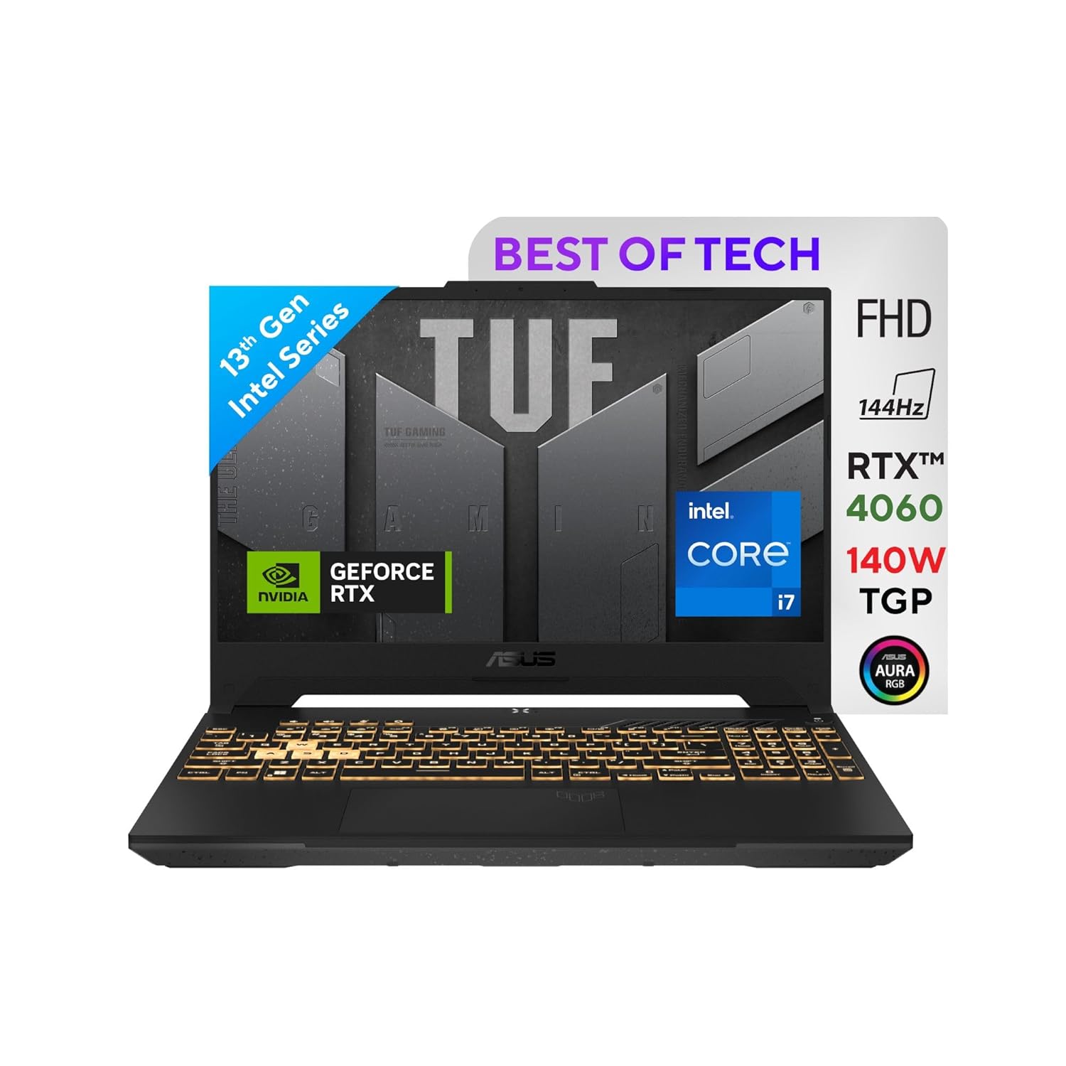 ASUS TUF F15 13th Gen, Intel Core i7-13620H Gaming Laptop(NVIDIA RTX 4060-8GB/140W TGP/16GB RAM/512GB SSD/FHD/15.6″/144Hz/RGB KB/90Whr/Windows 11/Mecha Gray/2.20kg) FX507VV-LP287W