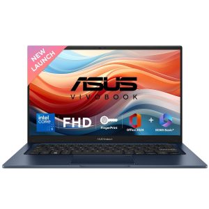 ASUS Vivobook 14, (i5 14th Gen) Intel Core 5 120U, Thin & Light Laptop(16GB RAM/512GB SSD/FHD/14/60Hz/Fingerprint Reader/M365 Basic (1Year)*/Office Home 2024/Blue/1.4 Kg) X1404VAP-EB542WS