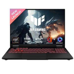 ASUS TUF A16,AMD Ryzen 9 8940HX, Gaming Laptop(RTX 5070-8GB/115W TGP/16GB/1TB /2.5K QHD+/16″/165Hz/90WHrs/Windows 11/M365 Basic (1Year)*/Office Home 2024/Jaeger Gray/2.2 Kg) FA608PP-QT014WS