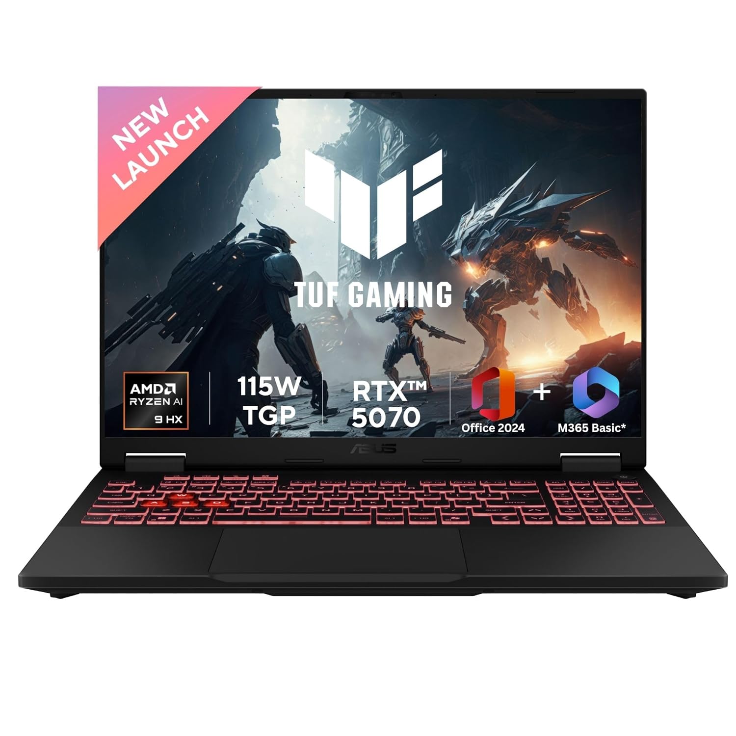 ASUS TUF A16,AMD Ryzen 9 8940HX, Gaming Laptop(RTX 5070-8GB/115W TGP/16GB/1TB /2.5K QHD+/16″/165Hz/90WHrs/Windows 11/M365 Basic (1Year)*/Office Home 2024/Jaeger Gray/2.2 Kg) FA608PP-QT014WS