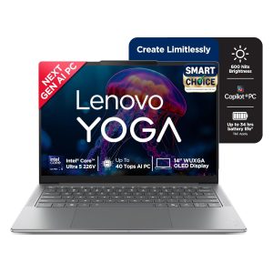 Lenovo Yoga Slim 7 (Smartchoice) Aura Edition, Intel Core Ultra 5 226V, 16GB RAM, 1TB SSD, WUXGA OLED, Copilot+ AI PC, 40 TOPS, 14″/35.5cm, Windows 11, Office 2024, Grey, 1.19Kg, 83JX005FIN, AI Laptop