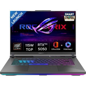 ASUS ROG Strix G16,Smartchoice, AMD Ryzen 9 8940HX, Gaming Laptop(RTX 5050-8GB/16GB RAM/1TB SSD/FHD+/16″/165Hz/90Whr/Windows 11/M365 Basic (1Year)*/Office Home 2024/Eclipse Gray/2.5 Kg) G614PH-RV033WS