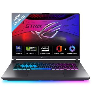 ASUS ROG Strix G16,Intel Core Ultra 9 275HX Gaming Laptop(RTX 5070 Ti -12GB/140W TGP/32GB/1TB/2.5K QHD+/16″/240Hz/Windows 11/M365 Basic (1Year)*/Office Home 2024/Eclipse Gray/2.65 Kg) G615LR-S5190WS