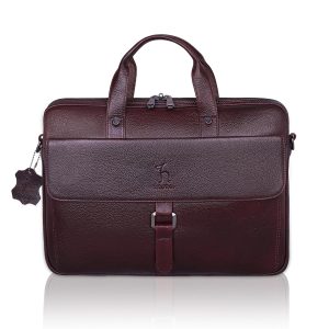 Unisex Genuine Leather Laptop Messenger Bag –15.5 Inch Office & Travel Briefcase with Handles & Adjustable Shoulder Strap for Men & Women | Padded Laptop Compartment | 1 Year Warranty