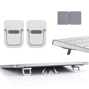 2PCS Invisible Metal Laptop Stand for Desk | Portable Mini Laptop Keyboard Riser | Compatible with MacBook, Dell, HP, Lenovo, Asus, Acer & More | Includes Extra Glue & Anti-Slip Pads
