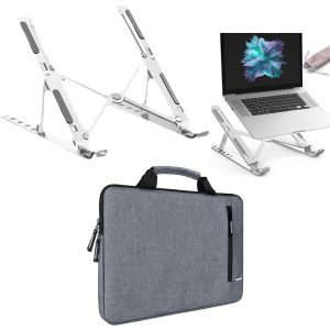 Premium Combo Laptop Stand with Protective Laptop Sleeve Bag | Office Desk Combo | Adjustable Foldable Stand + Padded Laptop Cover | Ideal for 11–17 Inch Laptops MacBook| HP |ASUS| DELL|Lenovo