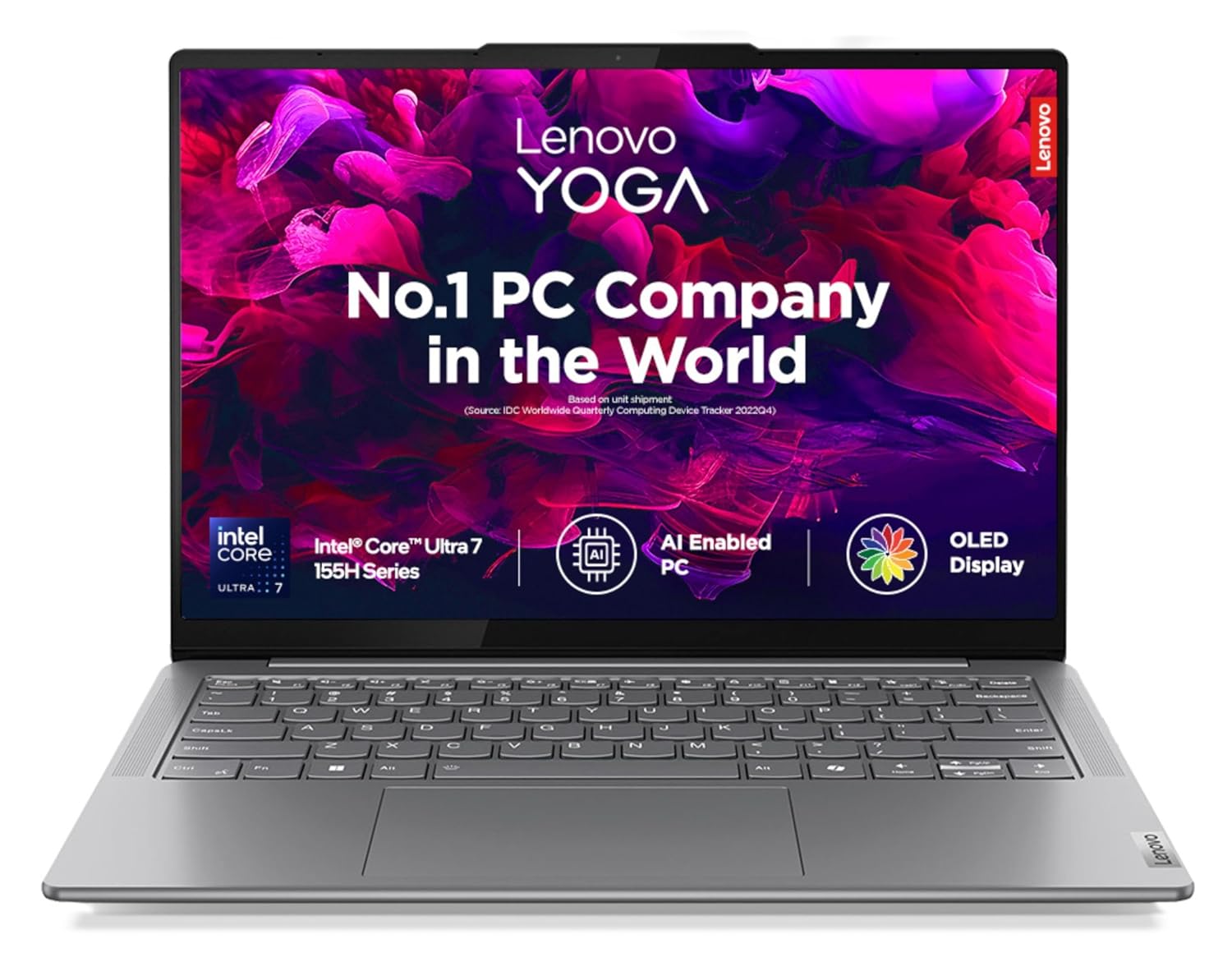 Lenovo Yoga Slim 7 Intel Core Ultra 7 155H AI PC 14″(35.5cm) WUXGA-OLED 400Nits Laptop (16GB/512GB SSD/60Hz/100% DCI-P3/Win11/MSO 24/1Yr ADP Free/Luna Grey/1.39Kg), 83CV00DHIN