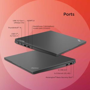 Lenovo Thinkpad E16 G2 16-inch (40.64 CM) Laptop, AMD Ryzen 7 7735HS (8-Core), 16GB DDR5 RAM, 512GB NVMe SSD, FHD+ IPS Display, Radeon 680M, Wi-Fi 6, Fingerprint Reader, Windows 11, MS-Office 2024