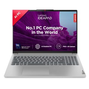 Lenovo IdeaPad Slim 5 Intel Core Ultra 5 125H 16″ (40.6cm) WUXGA-IPS 300Nits Thin & Light Laptop (16GB RAM/1TB SSD/AI PC/Windows 11/Office Home 2024/FHD+IR Camera/1Yr ADP Free/Grey/1.8Kg), 83DC0096IN