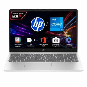 HP 15, 13th Gen Intel Core i5-13420H, (16GB DDR4, 512GB SSD), FHD, Anti-Glare, Micro-Edge, 15.6”/39.6cm, Win11, M365 Basic(1yr)* Office24, Silver, 1.65kg, FR0045TU, Camera w/Shutter, Backlit Laptop