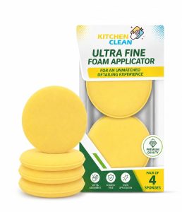 Kitchen Clean® Wax Applicator Polishing Sponge Pads for Car & Home, Durable & Washable Ultrafine Foam Sponge for Bike Car Wax, Polish, Dashboard Dressing, Tyre Shine, and Appliances (Pack of 4)