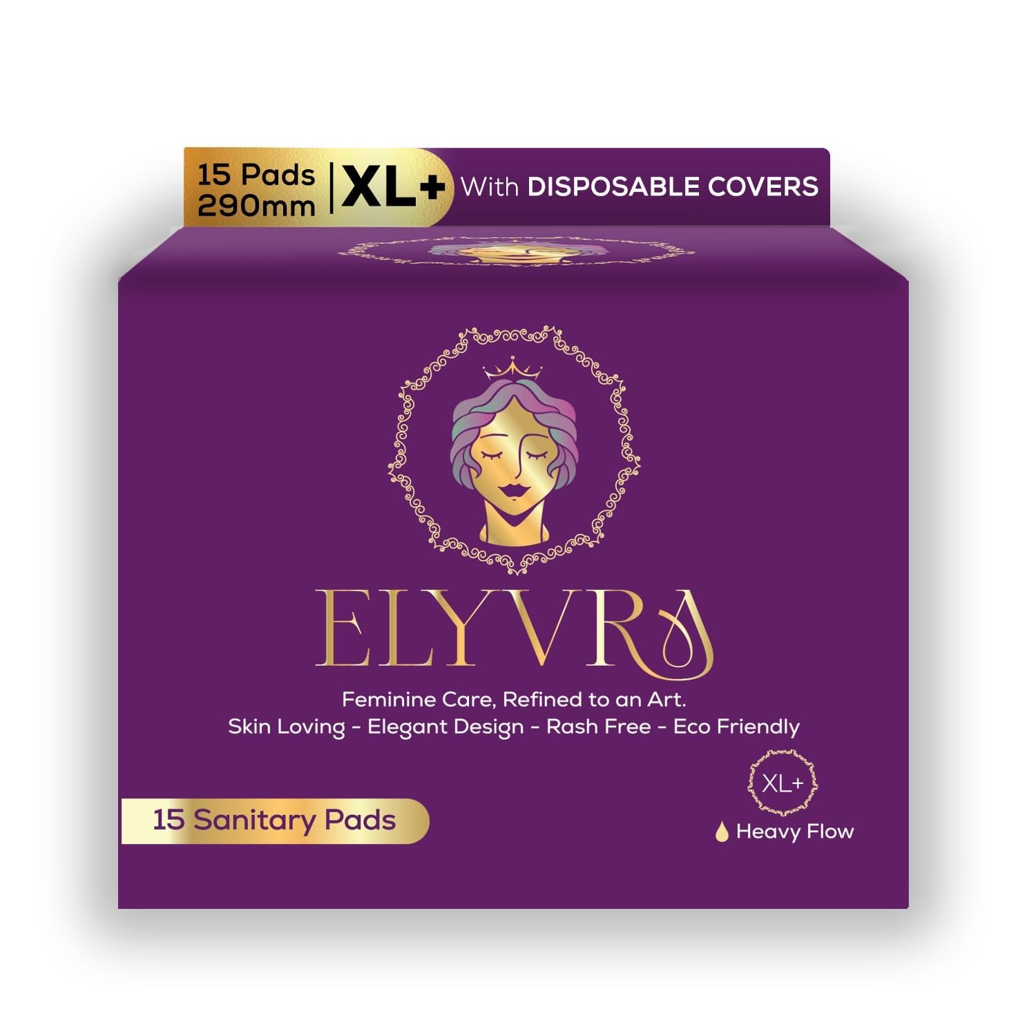 XL+ Sanitary Pads 290mm | 15 Pads Pack with Disposable Covers | Heavy Flow Protection | Rash-Free, Ultra Absorbent, Skin Friendly Feminine Hygiene Pads (XL+, Pack Of 15)