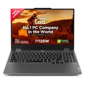 Lenovo LOQ AMD Ryzen 5 7235HS | NVIDIA RTX 3050A 4GB (16GB RAM/512GB SSD/144Hz Refresh Rate/15.6″ (39.6cm)/Windows 11/Office Home 2024/3 Mon. Game Pass/Grey/2.4Kg), 83JC00LSIN AI Gaming Laptop