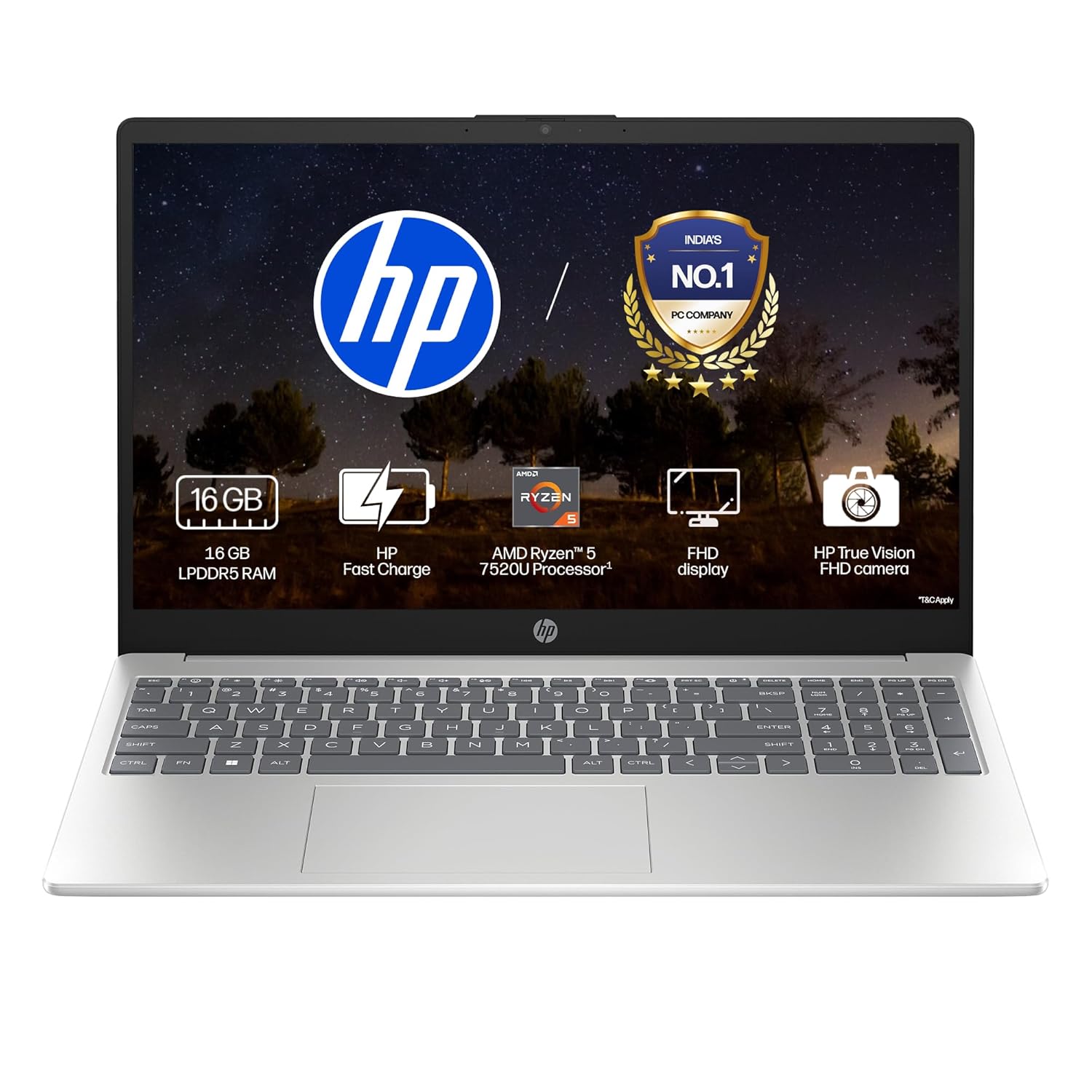 HP 15, AMD Ryzen 5 7520U (16GB DDR4, 512GB SSD) FHD, Anti-Glare, Micro-Edge, 15.6”/39.6cm, Win11, M365 Basic(1yr), Offic24, Silver,1.59kg, fc0806AU, FHD Camera w/Privacy Shutter, Backlit Laptop