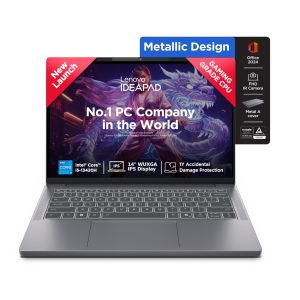 Lenovo IdeaPad Slim 3, 13th Gen Intel Core i5-13420H, 16GB RAM, 512GB SSD, WUXGA IPS, 14″/36.8cm, Windows 11, Office Home 2024, Grey, 1.4Kg, Backlit Keyboard, 1Yr ADP Free, 83K00034IN, Laptop