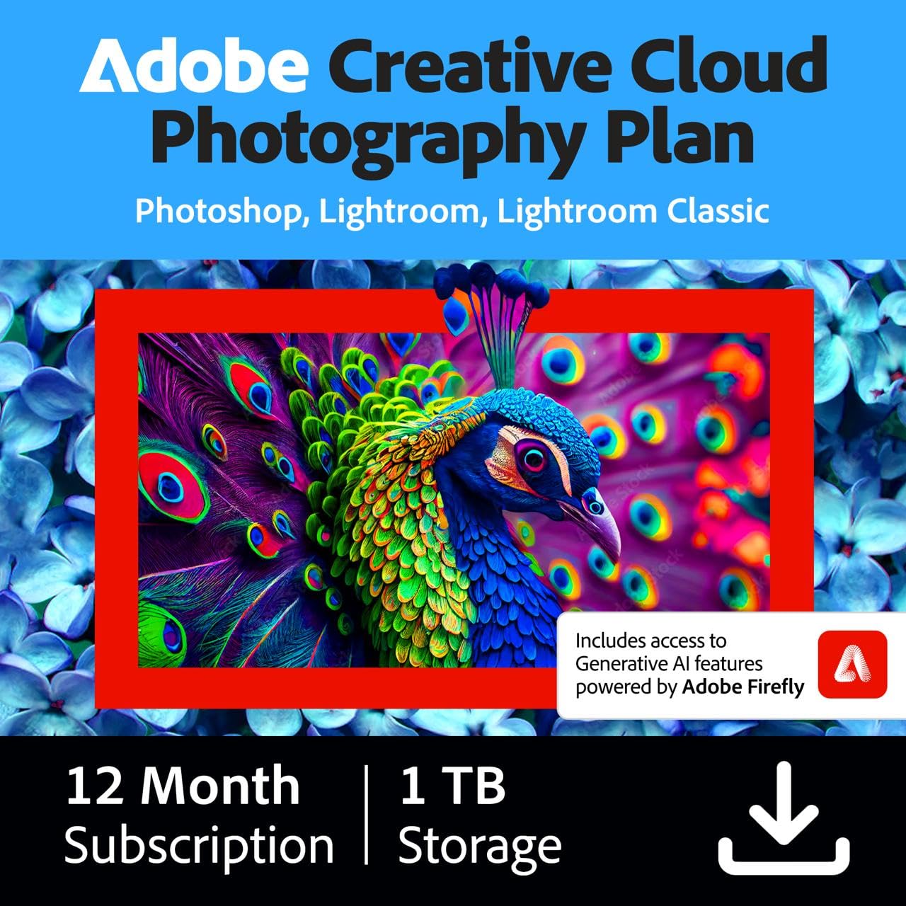 Adobe Creative Cloud Photography Plan 1TB (Photoshop + Lightroom) | 12-Month Subscription | PC/Mac | Email Delivery