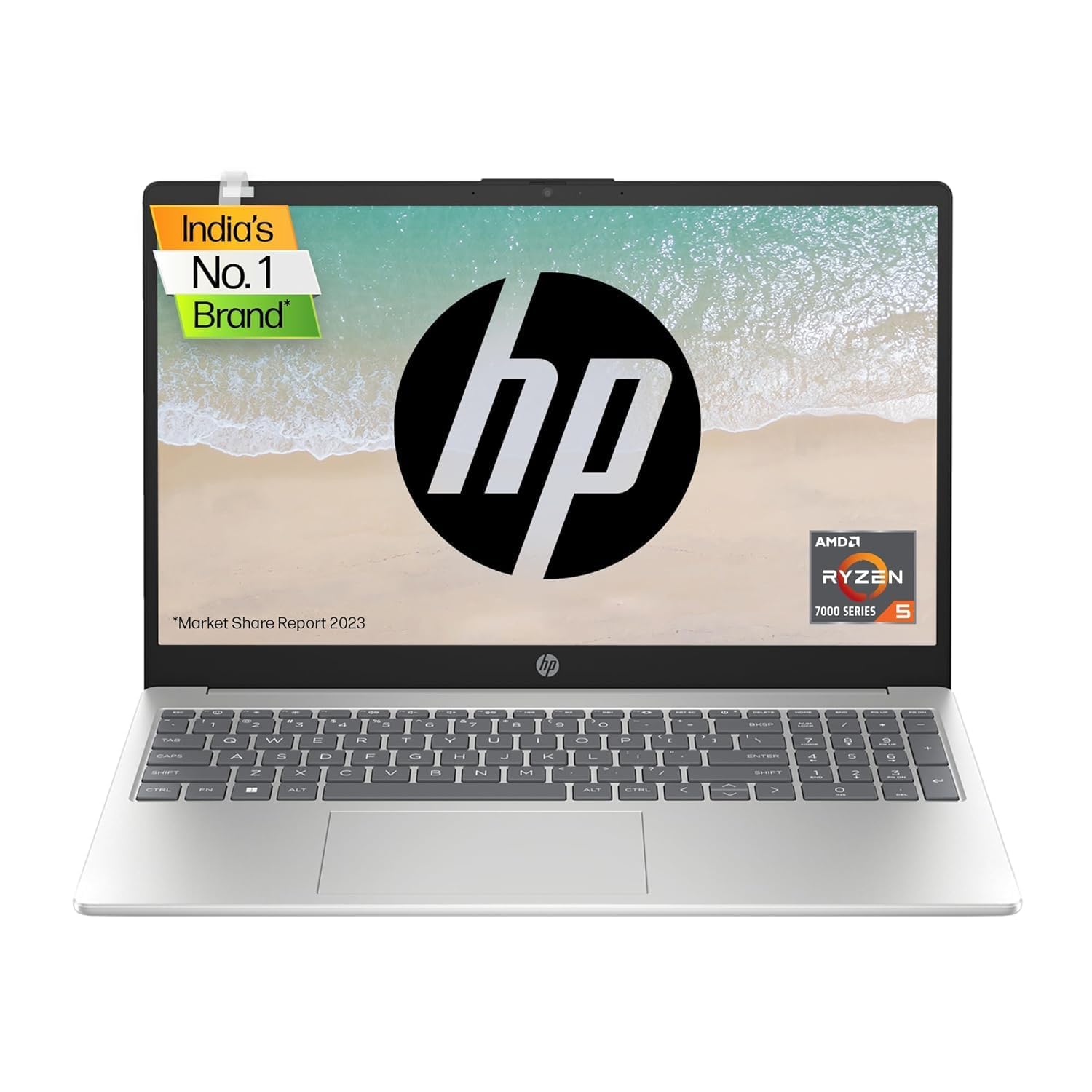 HP Laptop 15, AMD Ryzen 5 7520U, 15.6-inch (39.6 cm), FHD, 8GB LPDDR5, 512GB SSD, AMD Radeon Graphics, FPR, FHD Camera w/Privacy Shutter, Backlit KB (Win 11, MSO 2021, Silver, 1.6 kg), 15-fc0029AU//